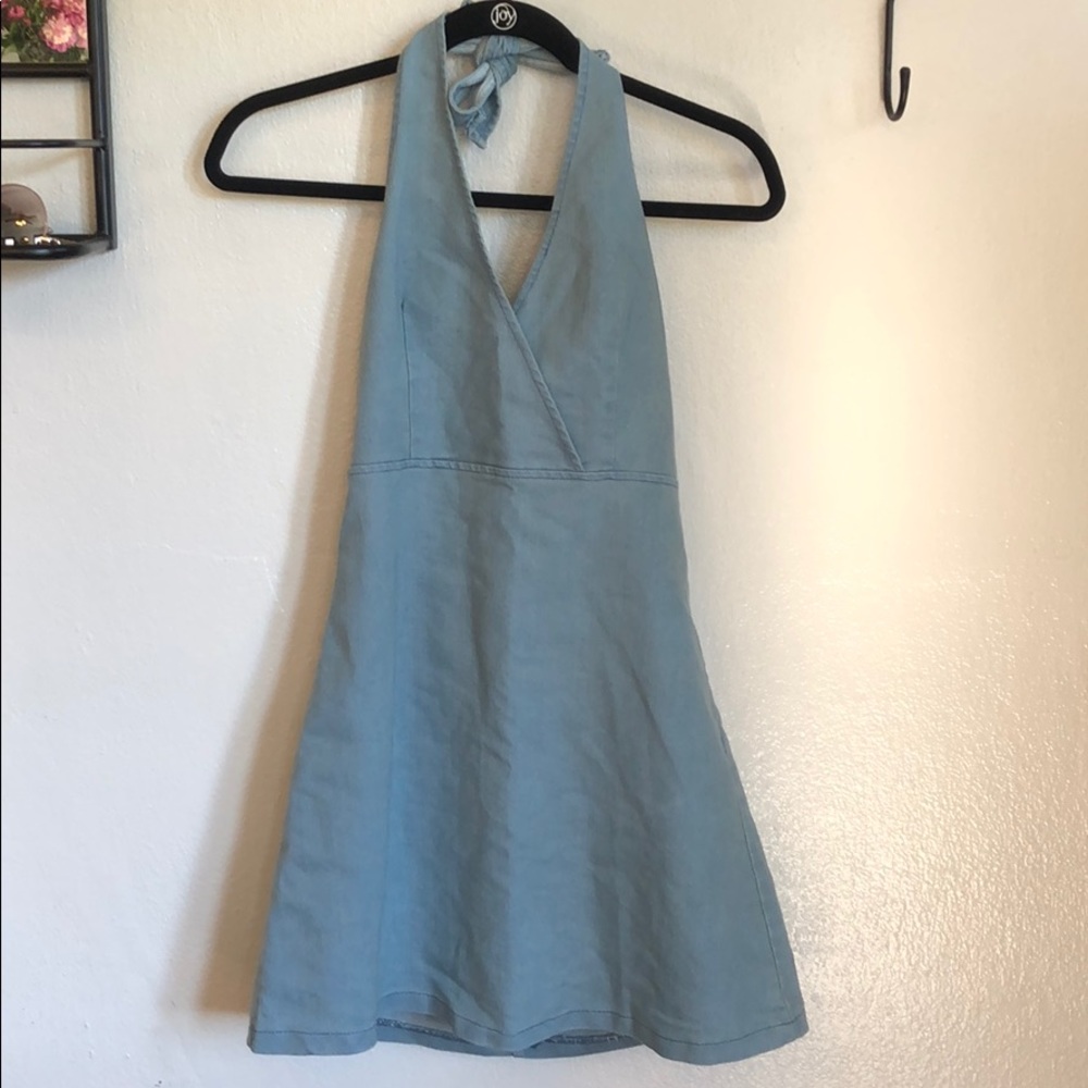 Denim halter dress